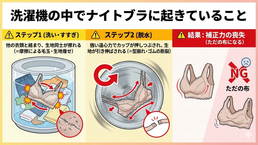 洗濯機の中でナイトブラに起きていること